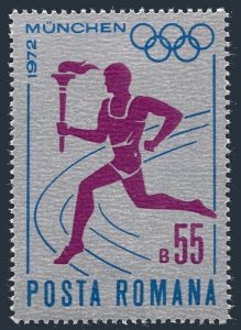 Romania 2352 two stamps, MNH. Mi 3043. Olympic torch Greece to Munich-1972.