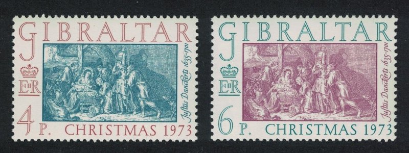 Gibraltar Christmas 'Nativity' by Danckerts 2v 1973 MNH SG#321-322