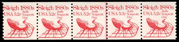 US #1900 PLATE NUMBER COIL plate 1, VF/XF mint never hinged, strip of 5,  NIC...