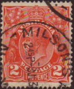 Australia 1930 Sc#71, SG#99b 2d Red KGV Head, Kings, USED