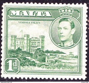 MALTA 1943 KGVI 1d Green SG219a FU