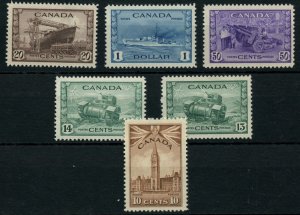 ?#257 to #262 VF MNH set Cat $240 - 1942 WAR issue Canada mint stamps