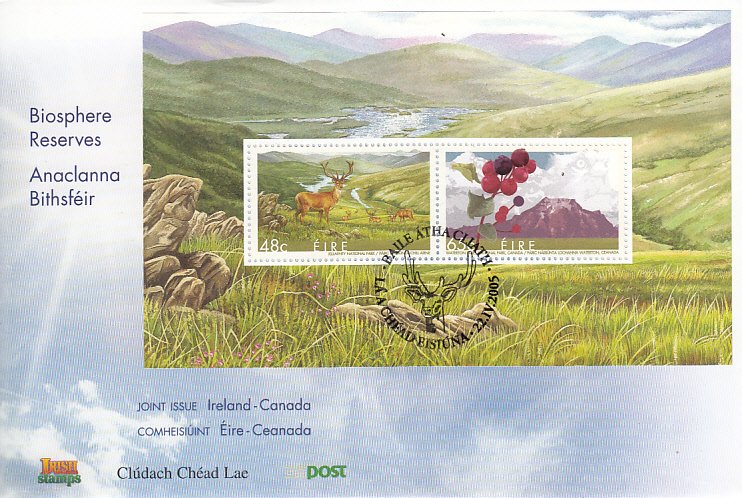 Ireland 2005 FDC Scott #1612a Souvenir sheet  Biosphere Reserves Joint with C...