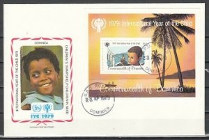 Dominica, Scott cat. 617. Int`l Year of the Child s/sheet. First day cover. ^