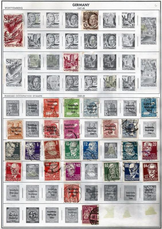  Postage stamps of GERMANY 1947 to 1961 (54 Stamps) Used