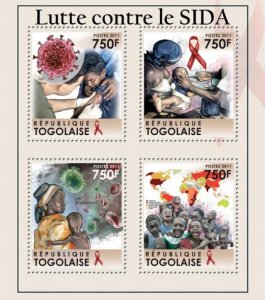 TOGO - 2011 - Fight Against AIDS - Perf 4v Sheet -Mint Never Hinged