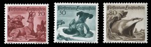 Liechtenstein #243-245 Cat$50, 1950 Animals, set of three, never hinged