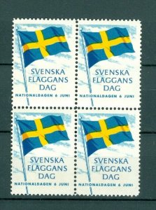 Sweden Poster Stamp MNG. 4-Block.1963 National Day June 6. Swedish Flag.