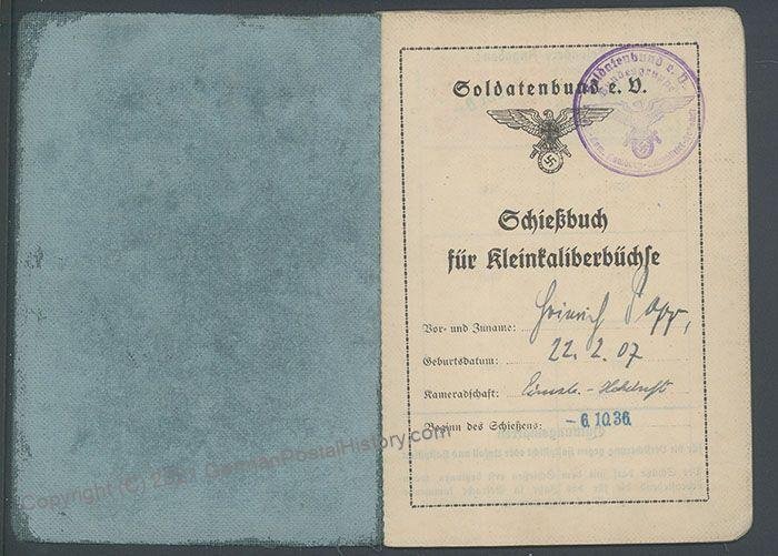 3rd Reich Germany 1936 Soldatenbund Soldiers Club  Shooting Book Kleinkal 106724