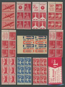 USA Airmail Booklet Panes, Label & complete BKC22 Booklet