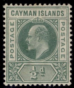 CAYMAN ISLANDS EDVII SG8a, ½d green, M MINT. Cat £375. DENTED FRAME