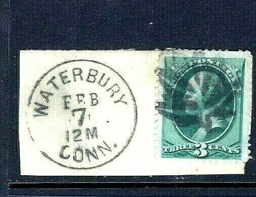 US <Cole #GL-24>  Classic Fancy Cancel ~ Waterbury, Conn. Elaborate 'LEAF'