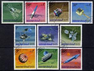 Manama 1968 Satellites & Spacecraft set of 10 cto use...