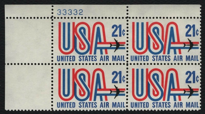 #C81 21c USA and Jet, Plate Block [33332 UL] Mint **ANY 5=FREE SHIPPING**