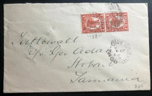 1901 Roma Australia National Bank Cover To Hobart Tasmania