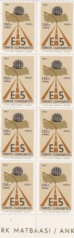 G005 Turkey 1967 Opening of E 5 Motorway set x8 MNH