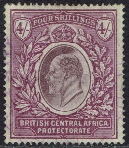 BRITISH CENTRAL AFRICA 1903 KEVII 4/- USED