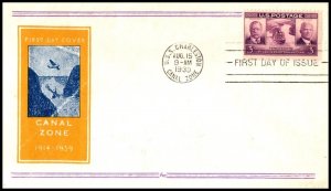 1939 Panama Canal 25th anniversary Sc 856-16a with Fidelity cachet