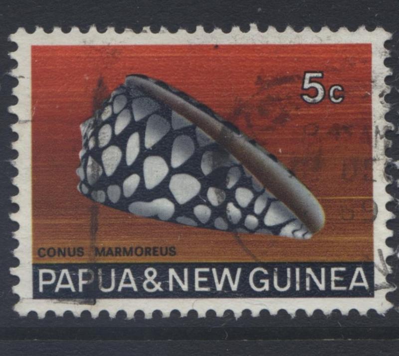 Papua New Guinea- Scott -268 - Shells -1968-69 - FU - Single - 5c Stamp