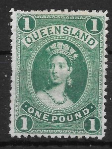 AUSTRALIA - QUEENSLAND SG156 1883 £1 DEEP GREEN MTD MINT*