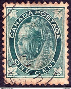 CANADA 1897 QV 1c Blue-Green SG143 Used