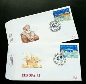 Belgium CEPT Discovery Of America 1992 Ship Lighthouse Compass (FDC)