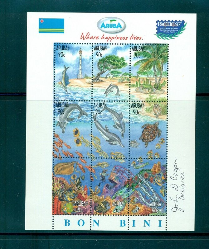 Aruba - Sc# 150. Artist Signed 1997 Marinelife. MNH Souv. Sheet. $27.50.