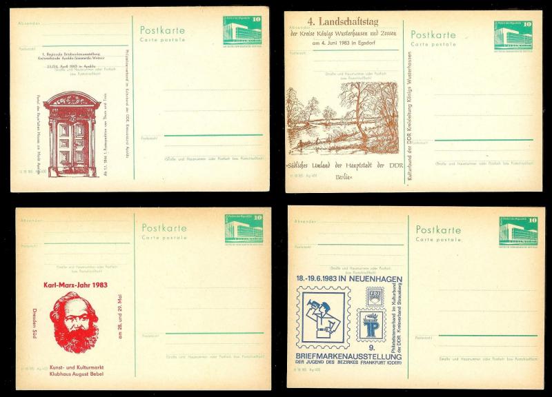 EAST GERMANY - DDR (48) Unused Cacheted Postal Cards Various Events ALL MNH