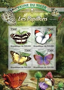 [750 37]- YEAR 2013 - NIGER - BUTTERFLIES      4V   complet set  MNH/**