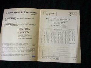 STANLEY GIBBONS AUCTION CATALOGUE 1966 BRITISH COLUMBIA & VANCOUVER ISLAND