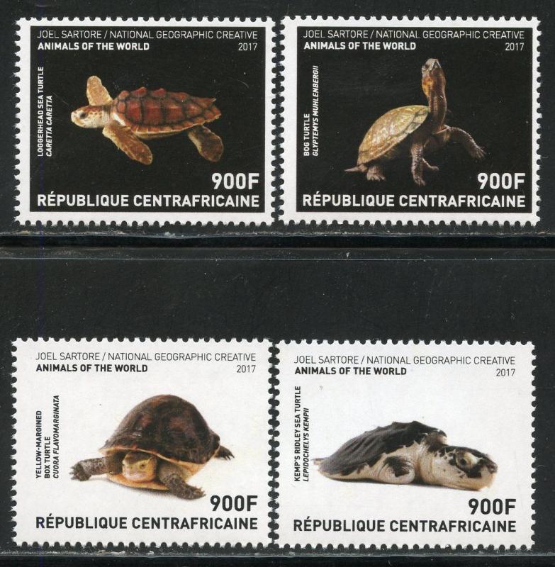 CENTRAL AFRICA  2018 NATIONAL GEOGRAPHIC TURTLES SET MINT NH 