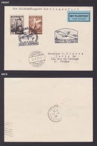 AUSTRIA 1937, Air Mail postcard Mit Militärflugpost bis Klagenfurt