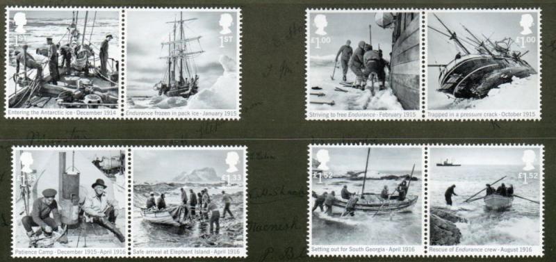 Great Britain Sc 3462-69 2016 Shackleton Expedition stamp set mint NH