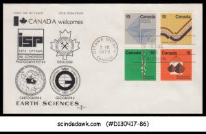 CANADA - 1972 EARTH SCIENCES - 4V - FDC