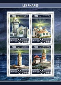 Guinea - 2017 Lighthouses on Stamps - 4 Stamp Sheet - GU17202a