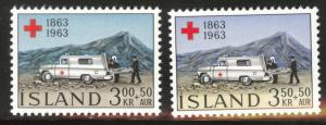 Iceland Scott B17-18 MNH** 1963 Red Cross Ambulance set 