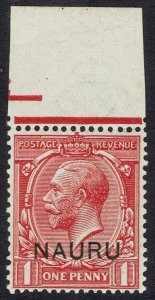 NAURU 1916 KGV 1D ERROR OVERPRINT DOUBLE 1 ALBINO MNH **