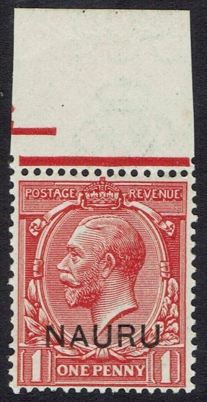 NAURU 1916 KGV 1D ERROR OVERPRINT DOUBLE 1 ALBINO MNH **