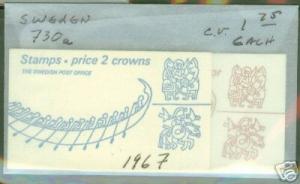 SWEDEN Stamp Booklet Scott 730a CV$3.50