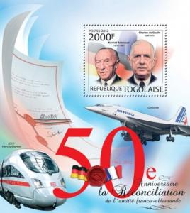 TOGO 2012 SHEET RECONCILIATION FRANCE AND GERMANY DE GAULLE ADENAUER tg12217b