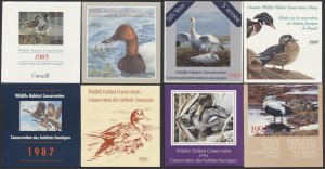 1985-1992 Lot of 8 Canada Wildlife Habitat Conservation Stamp Booklets