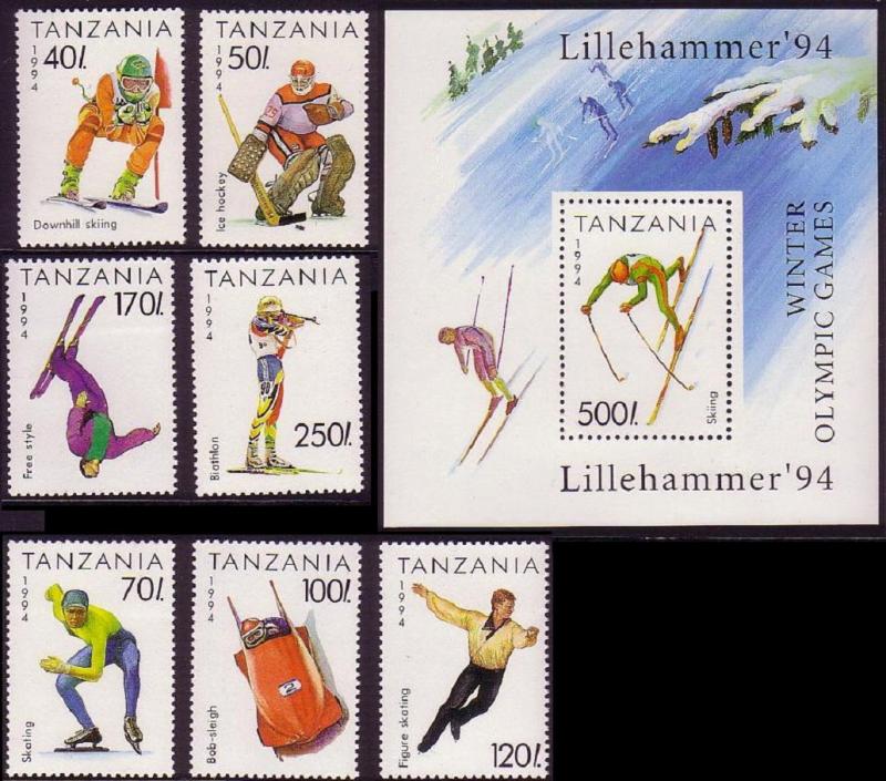 Tanzania Winter Olympic Games Lillehammer 7v+MS SG#1737-1743+1744 SC#1201-1208