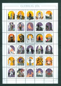 Faroe Islands. 1998 Christmas Seal Full Sheet Mnh. 3 Side Perf.  Bible Motifs