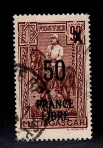 Madagascar Scott 232 Used France Libre surcharged  overprint