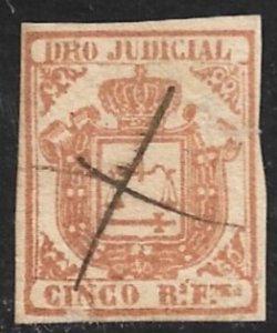 SPANISH COLONIES CUBA PHILIPPINES PUERTO RICO 1856-64 5r Judicial Revenue USED