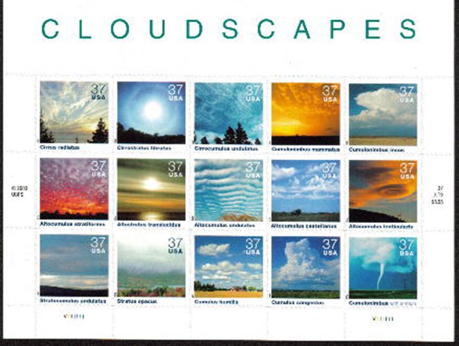 US #3878, 37c Clouds,  Sheet-VF mint never hinged, Fresh Sheets,  STOCK Photo...