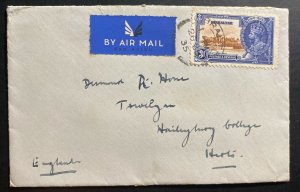 1935 Gibraltar Airmail cover To Herts England Jubilee Stamps