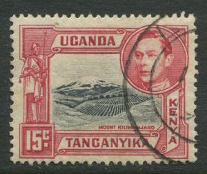 Kenya & Uganda - Scott 72b - KGVI Definitive -1952 - Used - Single 15c Stamp