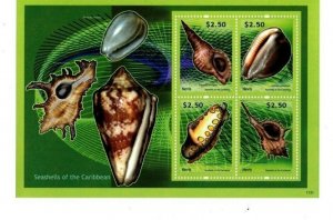 Nevis - 2011 - Seashells of the Caribbean - Sheet of Four  - MNH
