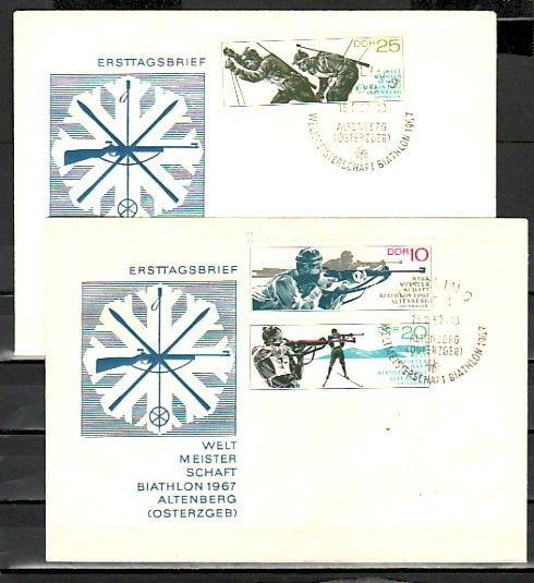 German Dem. Rep. Scott cat. 894-896. Biathalon Skiing issue. 2 First day covers.